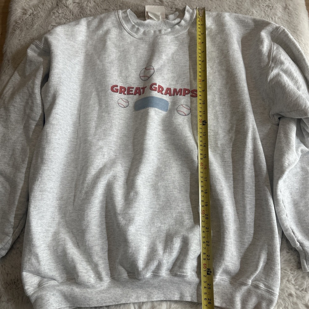 Vintage Great Gramps Sweatshirt‎ Baseball Graphic Pullover Gray Crewneck - Picture 3 of 7
